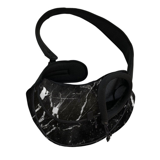 Black White Scratch Marble Print Pet Sling Carrier
