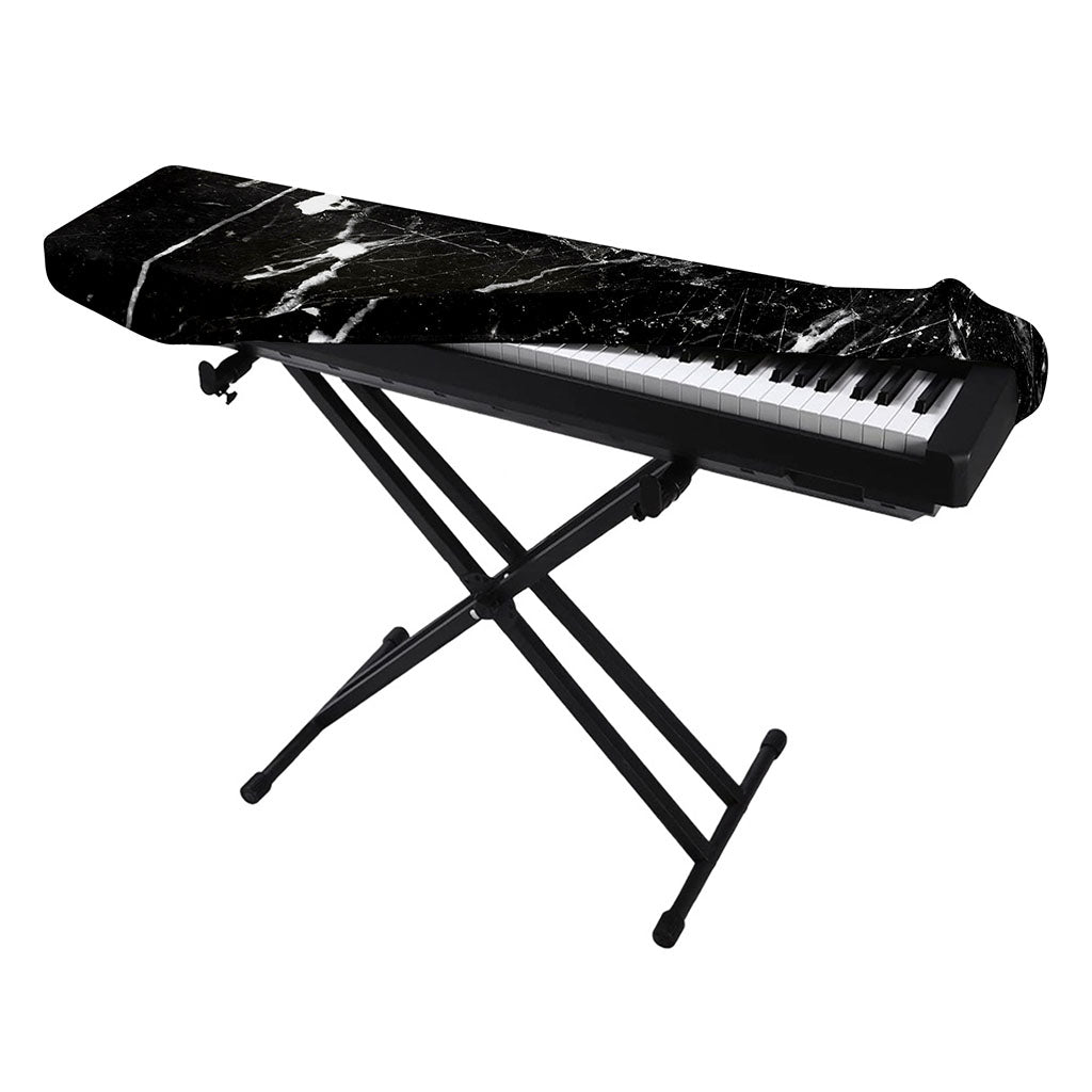 Black White Scratch Marble Print Piano Keyboard Cover