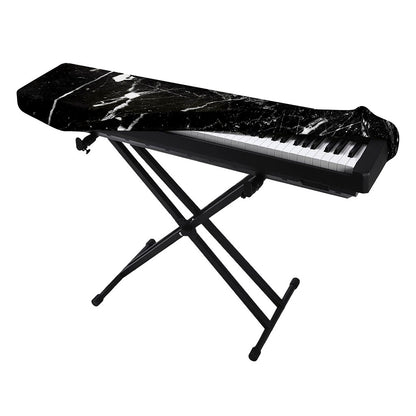 Black White Scratch Marble Print Piano Keyboard Cover
