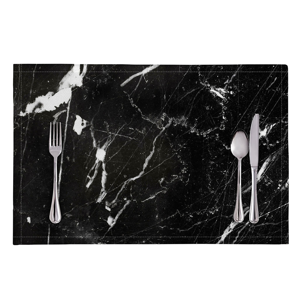 Black White Scratch Marble Print Placemat