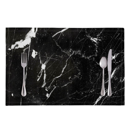 Black White Scratch Marble Print Placemat