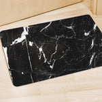 Black White Scratch Marble Print Polyester Doormat