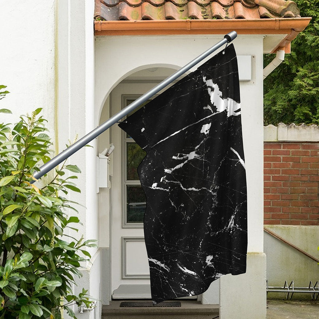 Black White Scratch Marble Print Polyester Flag