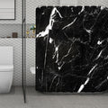 Black White Scratch Marble Print Polyester Shower Curtain