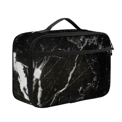 Black White Scratch Marble Print Portable Lunch Bag