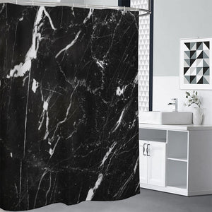 Black White Scratch Marble Print Premium Shower Curtain