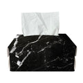 Black White Scratch Marble Print Rectangle Tissue Box Cover