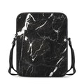 Black White Scratch Marble Print Rectangular Crossbody Bag
