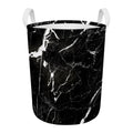 Black White Scratch Marble Print Round Laundry Basket