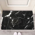 Black White Scratch Marble Print Rubber Doormat
