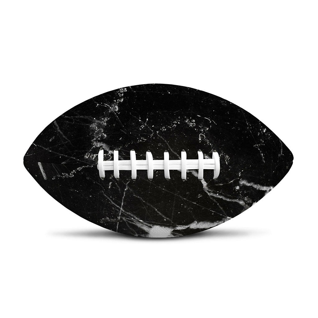 Black White Scratch Marble Print Rugby Ball