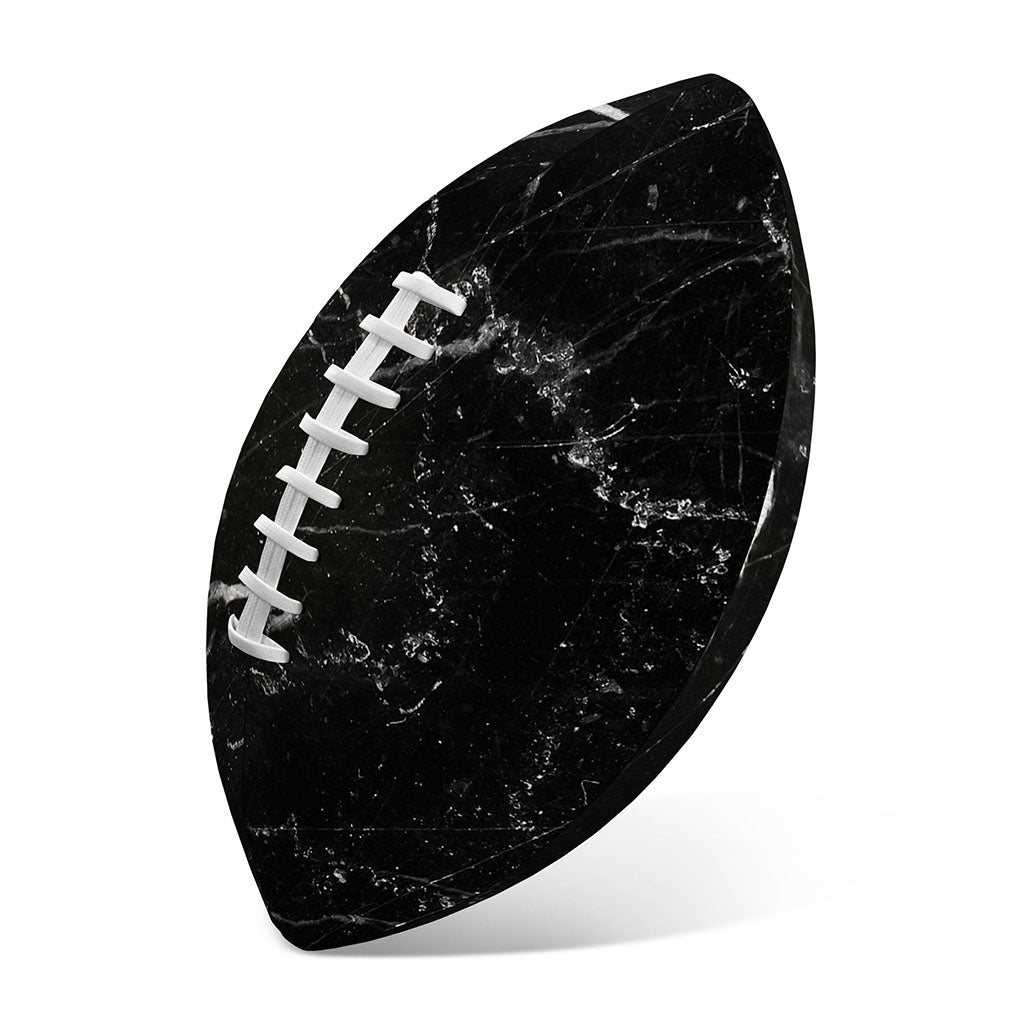 Black White Scratch Marble Print Rugby Ball