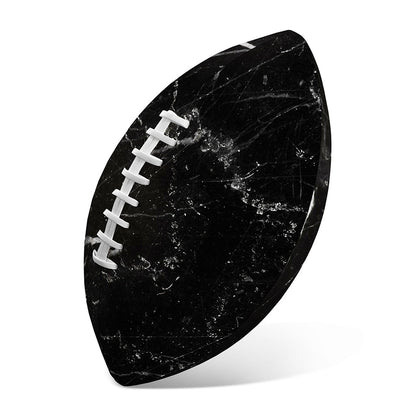 Black White Scratch Marble Print Rugby Ball
