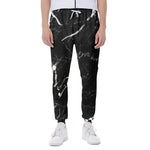 Black White Scratch Marble Print Scuba Joggers