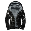 Black White Scratch Marble Print Sherpa Lined Zip Up Hoodie