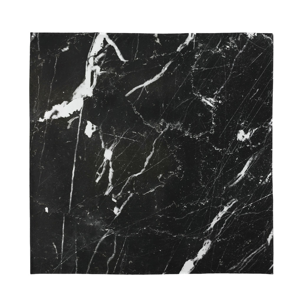 Black White Scratch Marble Print Silk Bandana