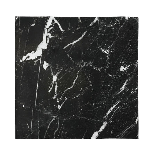 Black White Scratch Marble Print Silk Bandana