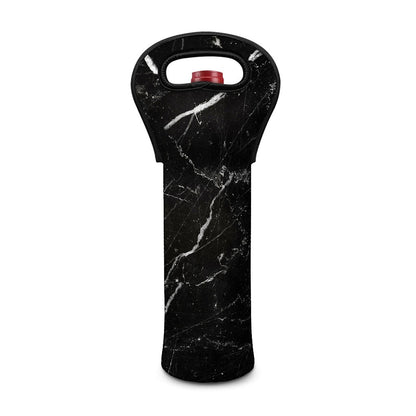Black White Scratch Marble Print Single Neoprene Wine Tote