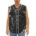 Black White Scratch Marble Print Sleeveless Baseball Jersey