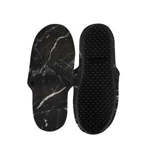 Black White Scratch Marble Print Slippers