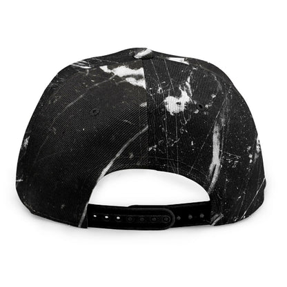 Black White Scratch Marble Print Snapback Cap