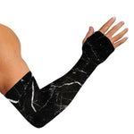 Black White Scratch Marble Print Sun Protection Arm Sleeves