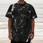 Black White Scratch Marble Print Textured Short Sleeve Shirt