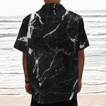Black White Scratch Marble Print Textured Short Sleeve Shirt