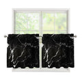 Black White Scratch Marble Print Tier Curtains