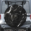 Black White Scratch Marble Print Tire Cover With Camera Hole