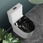 Black White Scratch Marble Print Toilet Lid Cover