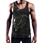 Black White Scratch Marble Print Training Tank Top