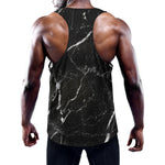 Black White Scratch Marble Print Training Tank Top