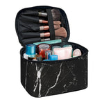 Black White Scratch Marble Print Travel Makeup Bag