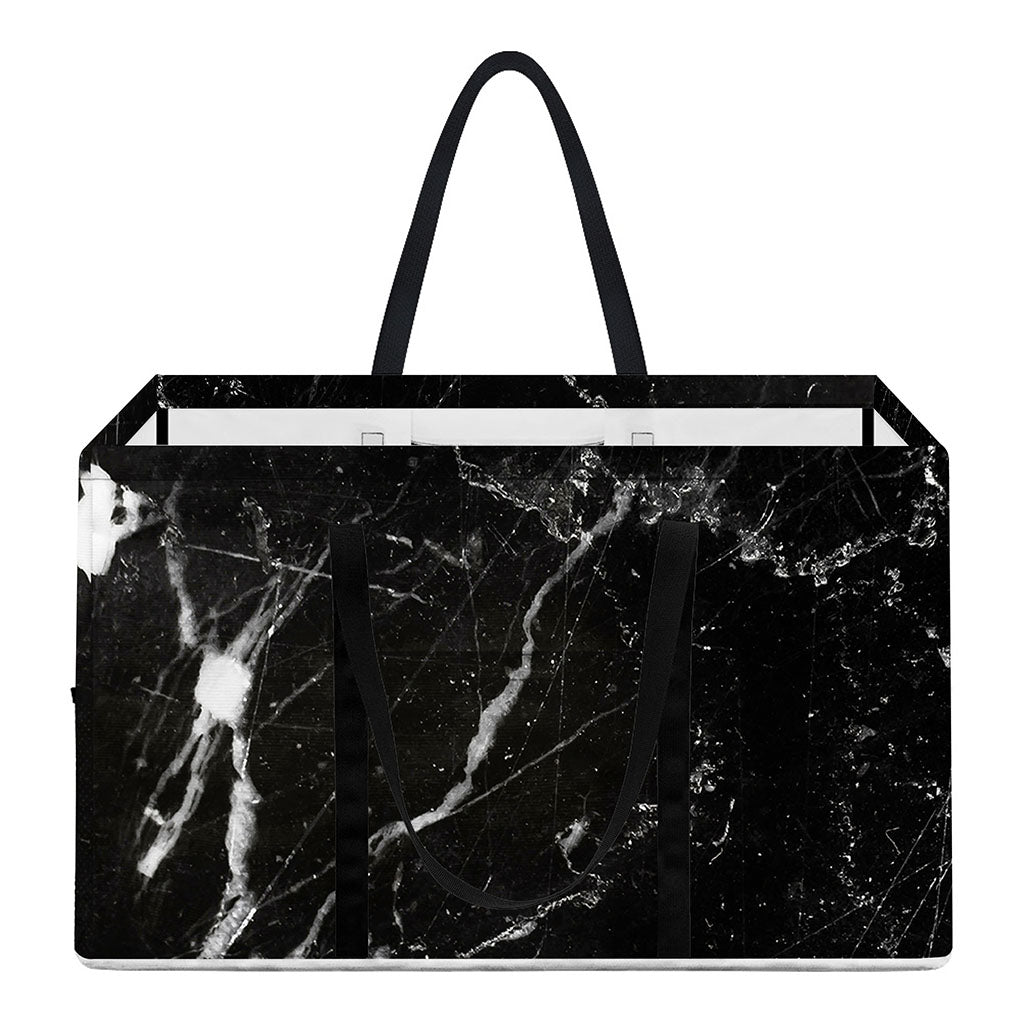 Black White Scratch Marble Print Utility Tote Bag