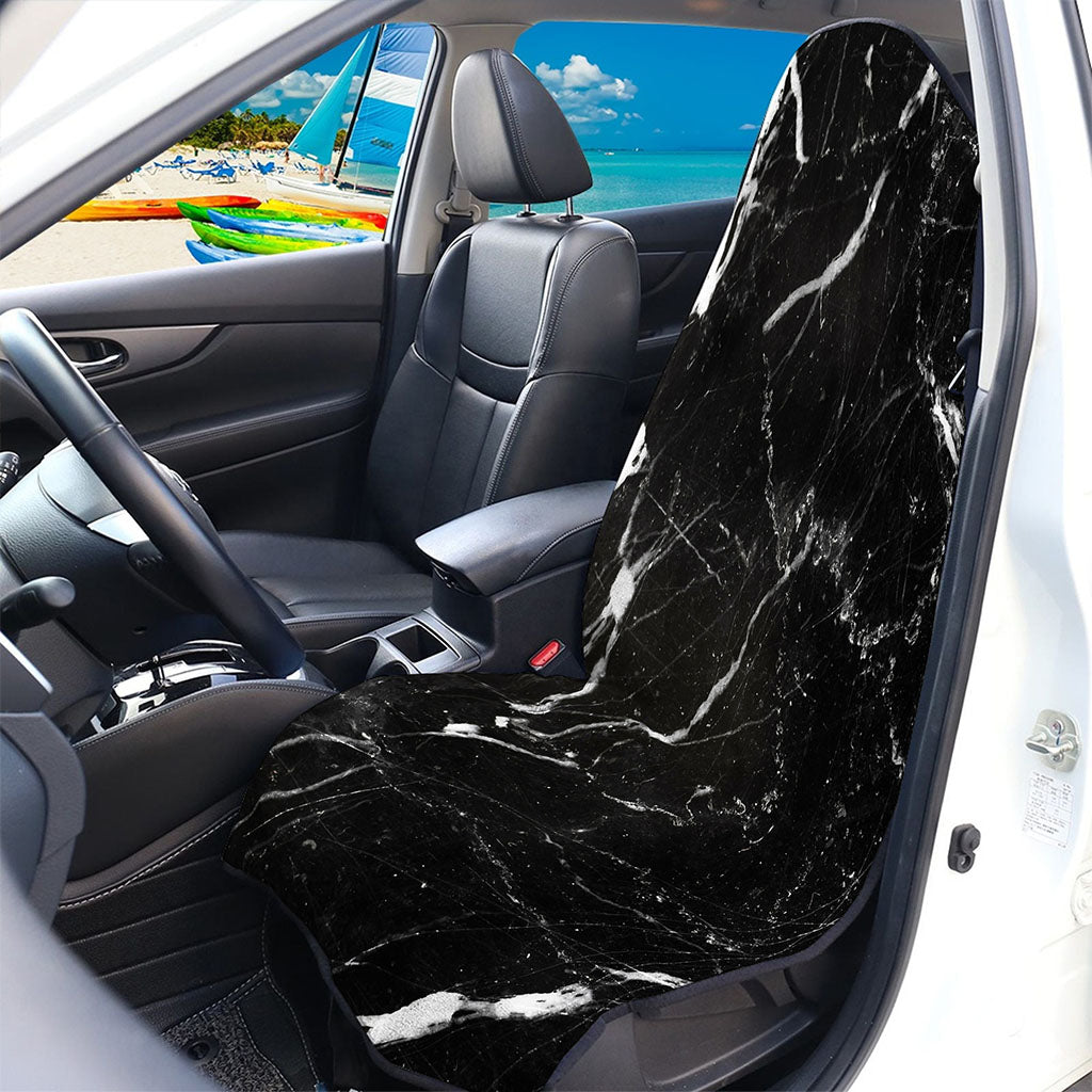 Black White Scratch Marble Print Waterproof Car Seat Cover