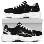 Black White Scratch Marble Print White Chunky Shoes