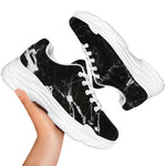 Black White Scratch Marble Print White Chunky Shoes
