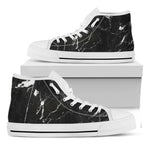 Black White Scratch Marble Print White High Top Sneakers