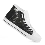Black White Scratch Marble Print White High Top Sneakers