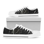 Black White Scratch Marble Print White Low Top Sneakers