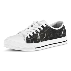 Black White Scratch Marble Print White Low Top Sneakers