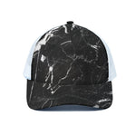 Black White Scratch Marble Print White Mesh Trucker Cap