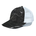 Black White Scratch Marble Print White Mesh Trucker Cap