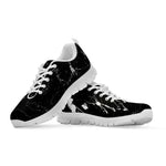 Black White Scratch Marble Print White Running Shoes