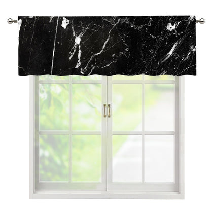 Black White Scratch Marble Print Window Valance