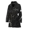 Black White Scratch Marble Print Women's Bathrobe