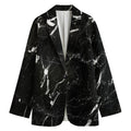 Black White Scratch Marble Print Women's Blazer