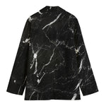 Black White Scratch Marble Print Women's Blazer