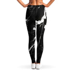 Black White Scratch Marble Print Women's Leggings